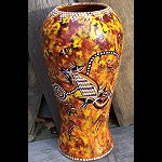 Ton Vase mit Aborigines Malerei 36cm