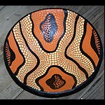 Ton Teller Schale+ Aborigines Malerei 40cm