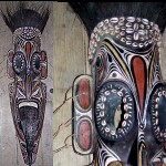 Papua Maske Kaurimuscheln Krokozunge 80cm