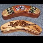 Holz Dose Bumerang, handbemalt 22cm