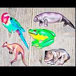 Magnet, Holz  Tiere   5er Set  ca 8cm