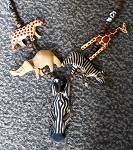 Kette Halskette Afrika Tiere Holz Zebra