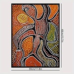 Stoff Leinen Druck Aborigines Malerei 40cm