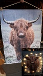 LongHorn Stier Stoff Wand Bild +LED licht