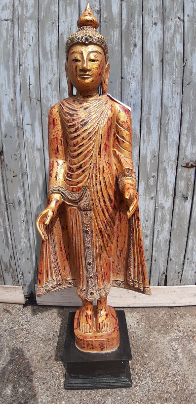 160cm Holz Buddha Mönch handgeschnitzt