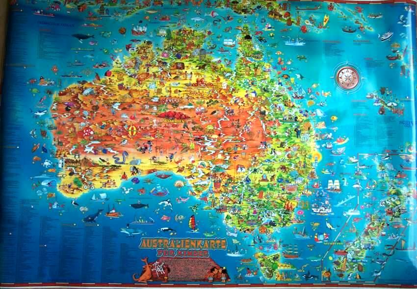 Landkarte Kinder Australien 136cm gerollt kaufen im australien versand shop