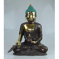 10x bronze buddha with leaf 38cm