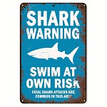 Metall Schild Shark Hai Warning 30x20cm