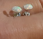 oval Opal Ohr Stecker 925 Silber , 6mm