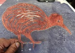 Kiwi Rost look Garten Figur Relief 20cm