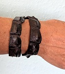 Leder Armband Krokodil braun doppelt