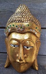 goldene Buddha Holz Maske Kopf 28cm