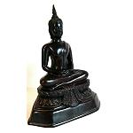 Buddha Figur Resin Stein rot-schwarz 23 cm