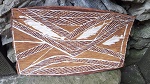 Antike Aboriginesmalerei auf Holz 31cm