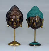 10 x Buddhamask on Stand Bronze 15 cm