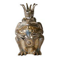 Frosch König Bronze versilbert, 23 cm