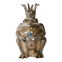 Frosch Knig Bronze versilbert, 23 cm