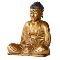 Buddha Gold, 30 cm Fiberglas mit Blattgold