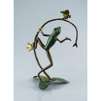 Frosch + Schmetterling Bronze 25cm